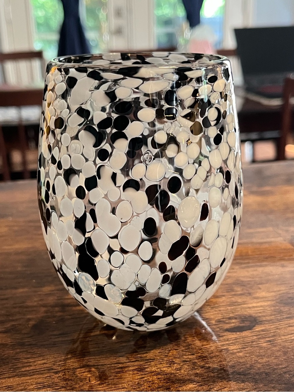 TAG Confetti Stemless Wine Glass Black & White 16oz
